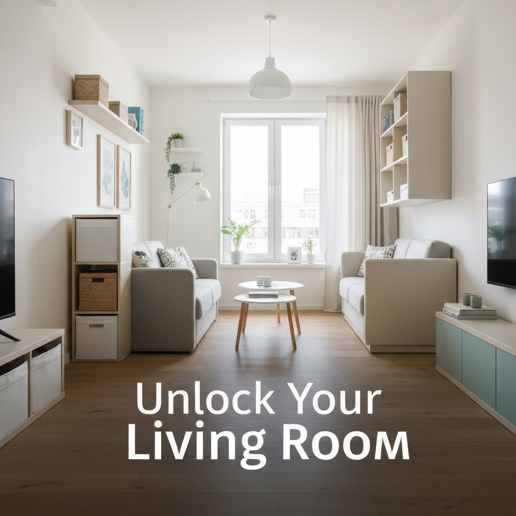 A beautifully designed, bright, and airy small living room with modern, space-maximizing furniture arrangements, showcasing clever layouts to maximize space, as discussed in "10 Actionable Small Living Room Layouts to Maximize Your Space."